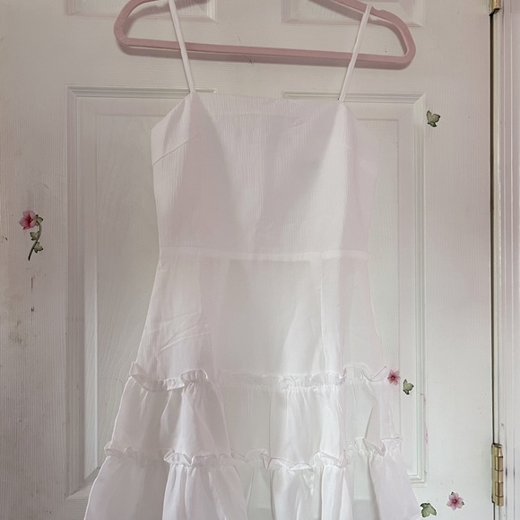 Oh Polly White Dress with Ruffles - Picture 1 of 4